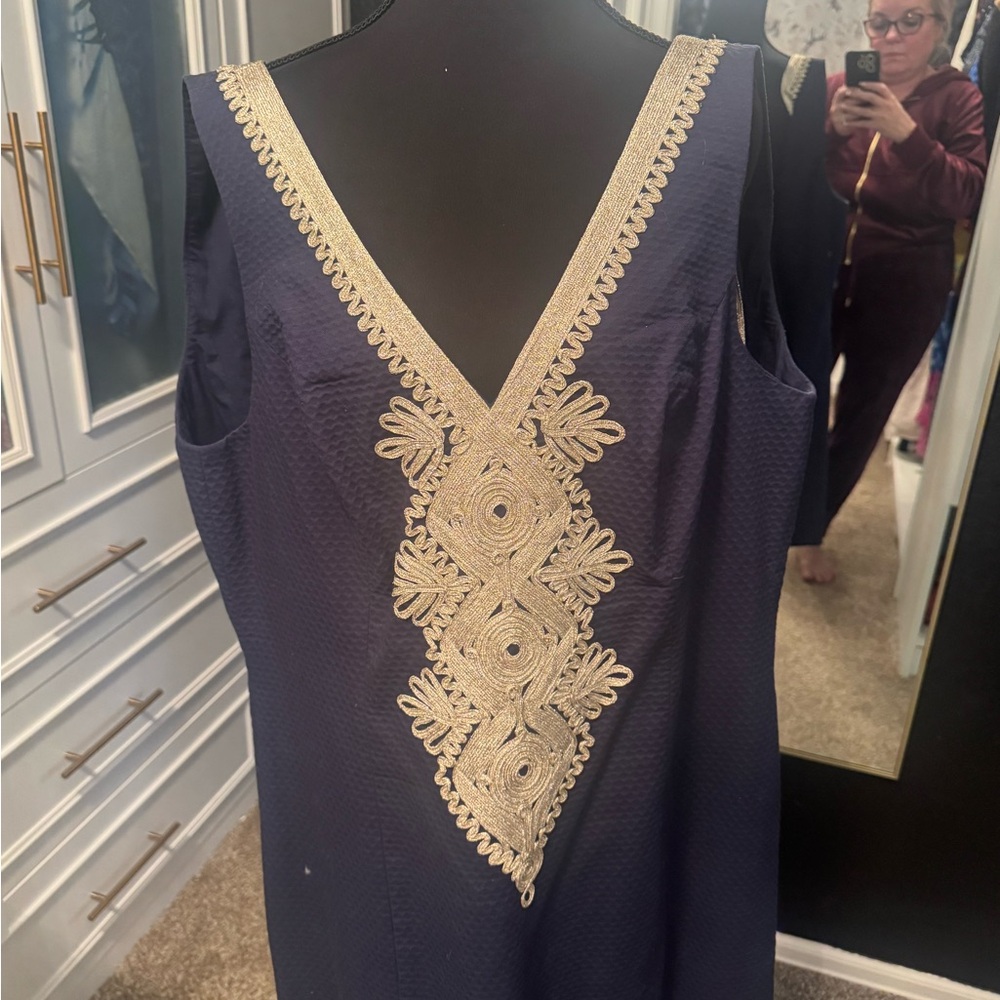 Lilly Pulitzer Navy Dress with Gold Accents